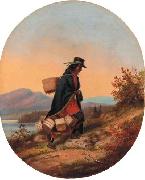 Cornelius Krieghoff, Indian Basket Seller in Autumn Landscape